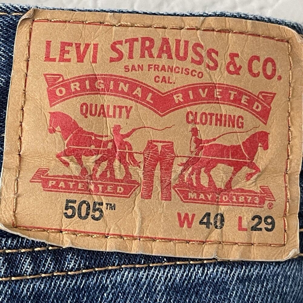 Levi's 505 Men's Regular Fit Straight Leg Jeans Blue Denim 40x29 Normcore Grunge - Picture 4 of 15